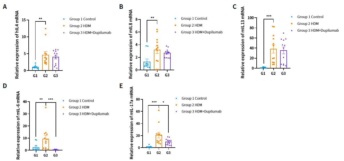 Case 3 Fig.3 HDM induced hIL4/hIL4R mice asthma model mRNA expression.